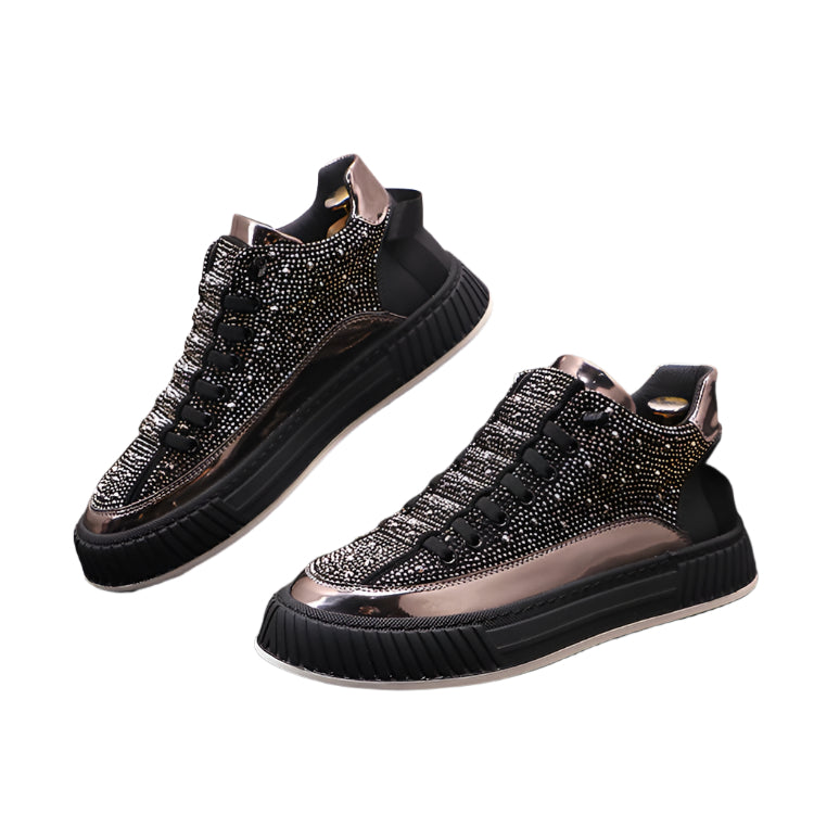 Men's Luxury Glamorous Rhinestone Casual Prom Sneakers Slip-On Shoes Zapatos Hombre Men's Fashion Sneaker Shoes
