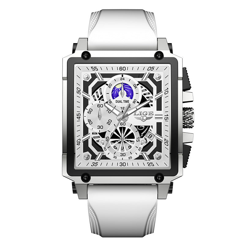 LIGE Top Brand Luxury Man Watch Fashion Military Silicone Strap Luminous Quartz Watch Waterproof for Men Square Sports Watches for Men