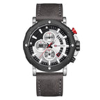 BORUSE Men's Business Quartz Watch Luxury Round Men's Watch Leather Strap Analog Calendar Men's Watch