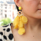 Women Fashionable Earrings Handmade Fabric Floral Earrings Women's Fashion Exaggerated Long Fashion Women Earrings
