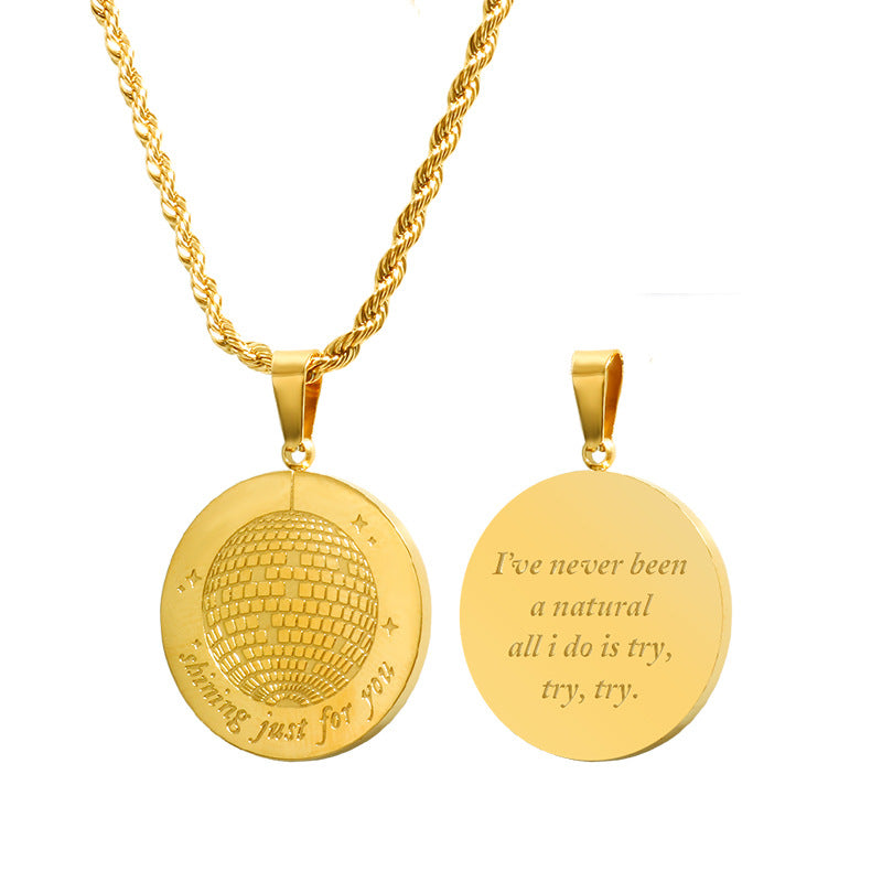 Round Pendant Stainless Steel Necklace For Women
