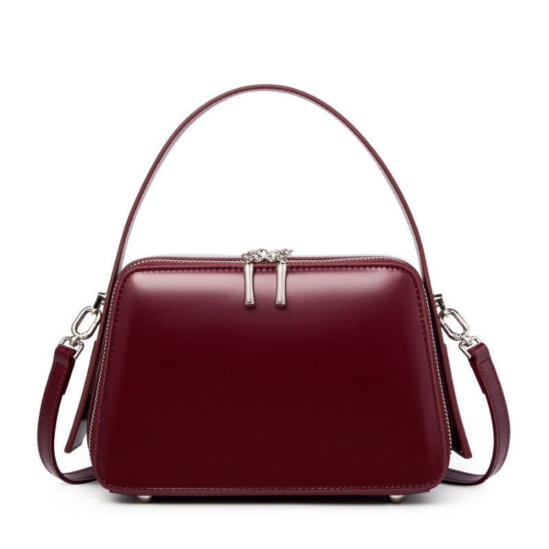 Women's Genuine Leather Shoulder Bag Multi Zipper Pocket Large Capacity Crossbody Bag Fashionable Women's Shoulder Bag