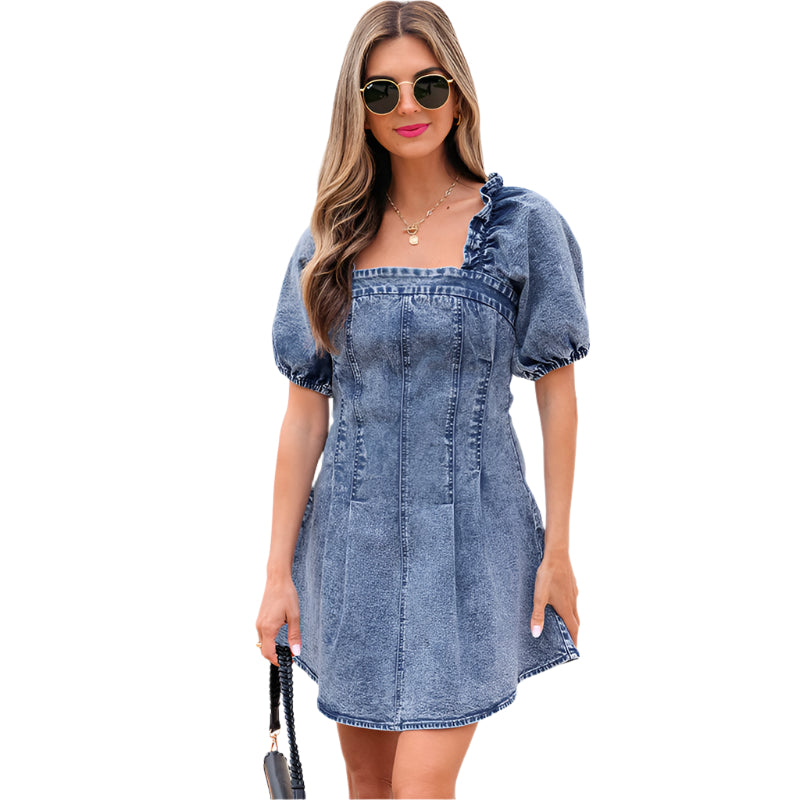 Women's Fashionable Casual Pullover Short Dress New Solid Color Short Sleeve Dress Women All-match Backless Dress