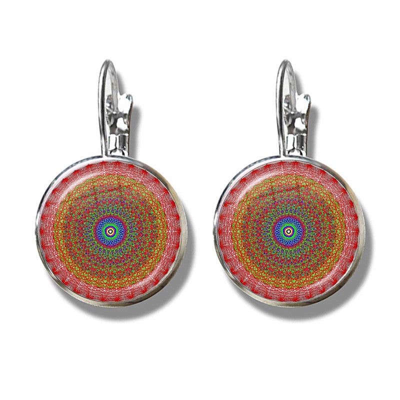 Mandala Art Picture Earrings Crystal Yoga Earrings