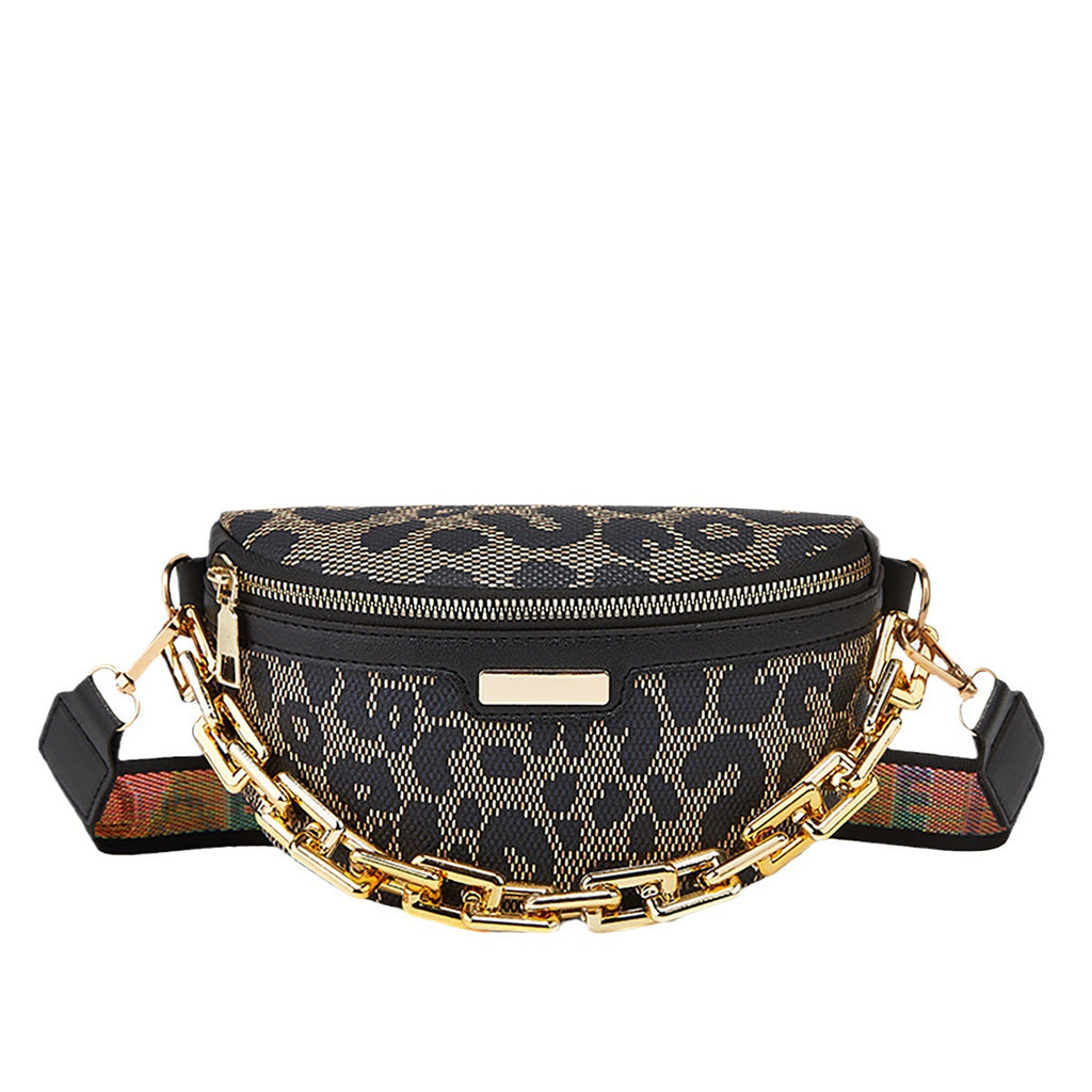 Women's Fashionable Chest Bag Large Capacity Crossbody Bag Zipper Pocket Women's Shoulder Bag Leopard Print Waist Bag