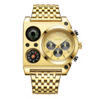 OULM Luxury Military Men Watches Compass Temperature Display Movement Watch Three Times Large Dial Quartz Business Wristwatch Luminous Men's Watch