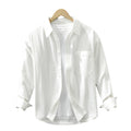 Men's Fashionable Casual Shirt Solid Color Pure Cotton Cardigan Simple Long Sleeve Shirt Men's Fashion Casual Shirt