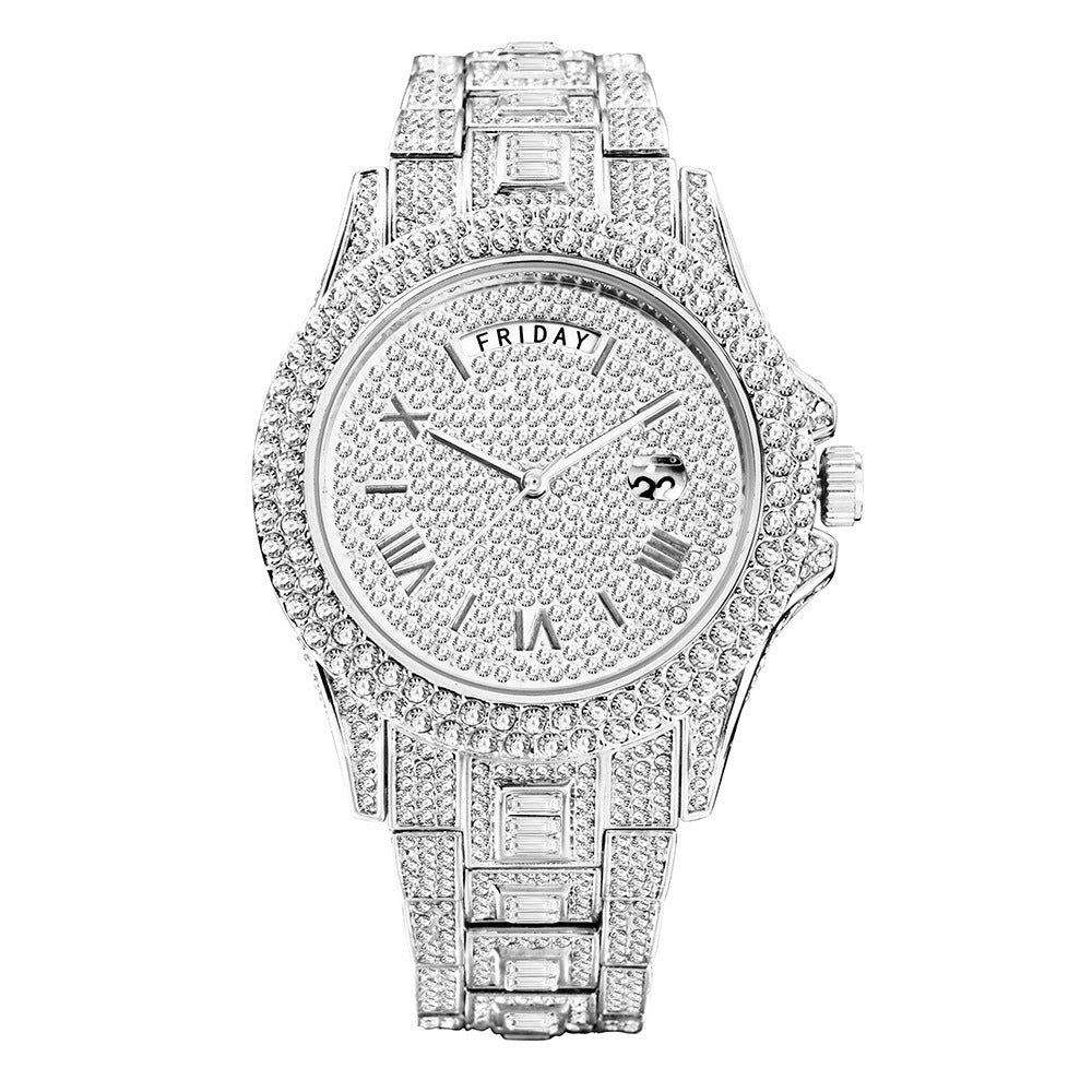 Women's Luxury Fashionable Rhinstone Crafted Quartz Movement Watch Stainless Steel Women's Quartz Watch - Acquisti Online