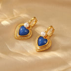 Natuurlijke schelp Klein Blue Loving Heart oorclip voor dames