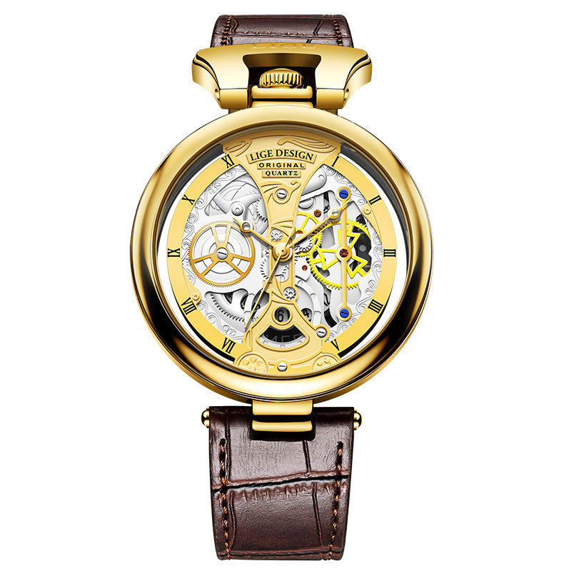 LIGE Creative Quartz Watches Fashion Casual Waterproof Auto Date Leather Men Watch Luxury Watch for Men - Acquisti Online