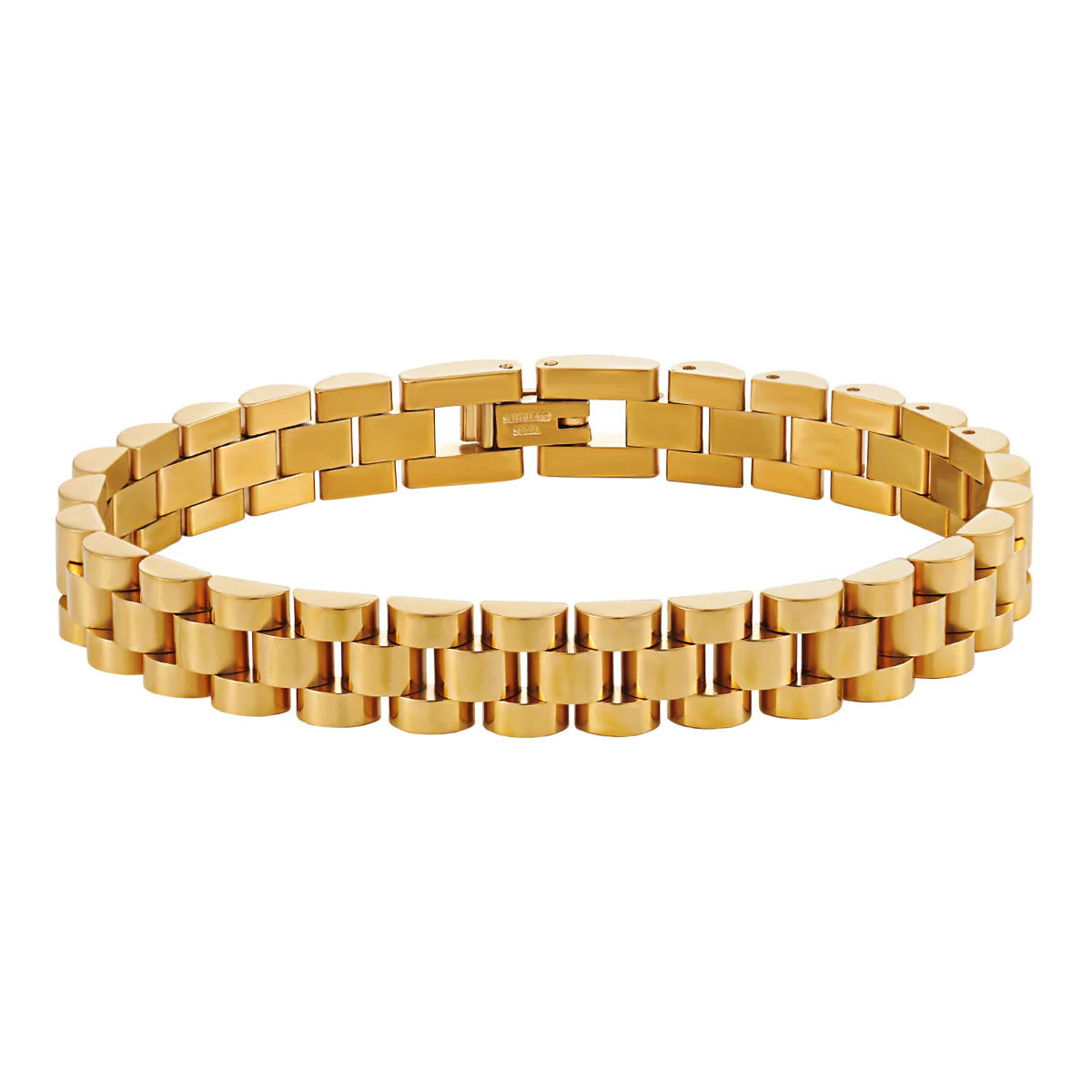 Bracciale alla moda da donna in acciaio inossidabile placcato oro 18 carati, bracciale a catena cubana di alta qualità.