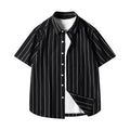 Men's Fashionable Casual Shirt Short-sleeved Shirt Regular Fit Cardigan Leisure Striped Casual Men's Stylish Shirt