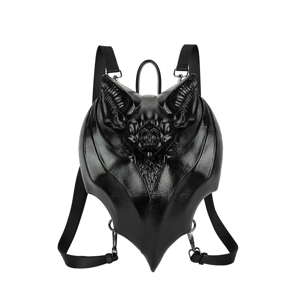 Women's Fashionable Chest Bag Large Capacity Zipper Back Pocket Original Leather Gothic Style Dark Bat Shaped Chest Bag - Acquisti Online