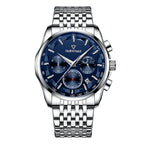 Mark Fairwhale Fashion Watch Three Eyes Timing Multi-Fuction Quartz Watches For Men Moonphase Wristwatch