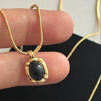 Gold Black Onyx Necklace Twin Accessories