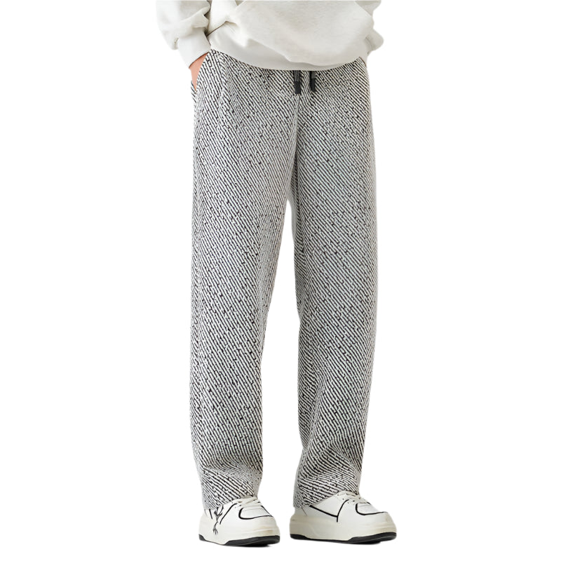 Heren zakelijke casual formele broek effen kleur polyestervezel losse wijde broek zilveren zijden heren casual joggingbroek