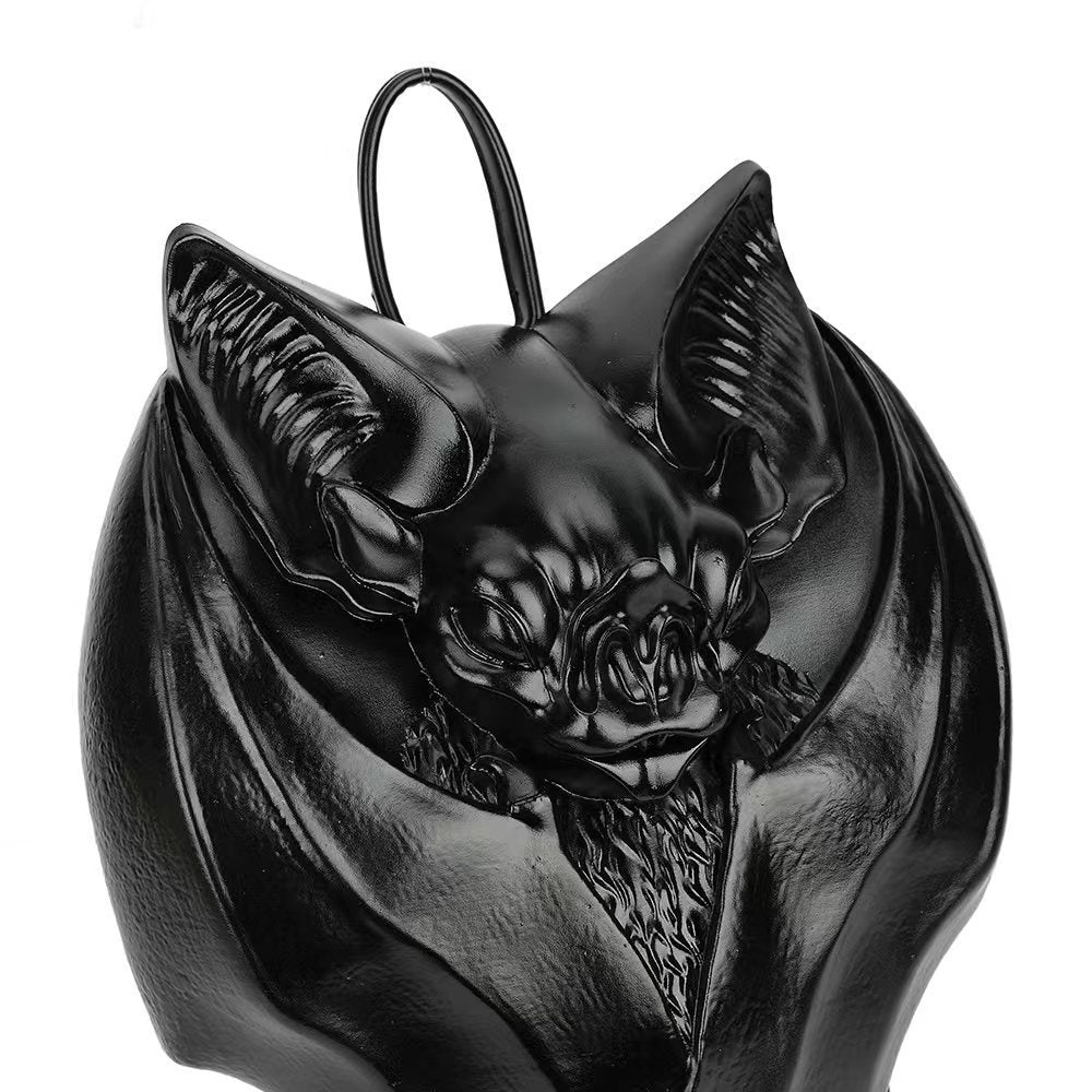 Women's Fashionable Chest Bag Large Capacity Zipper Back Pocket Original Leather Gothic Style Dark Bat Shaped Chest Bag - Acquisti Online