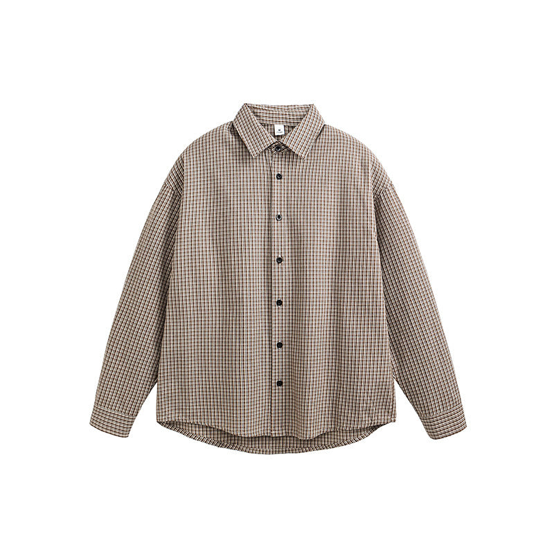 Men's Fashionable Casual Shirt Solid Color Cotton Fiber Long Sleeve Plaid Shirt Casual Button Down Plus Size Men's Shirts