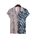 Men's Fashionable Casual Shirt Solid Color Polyester Fiber Cardigan Loose Short Sleeve 3D Printed Men's Hawaiian Shirt