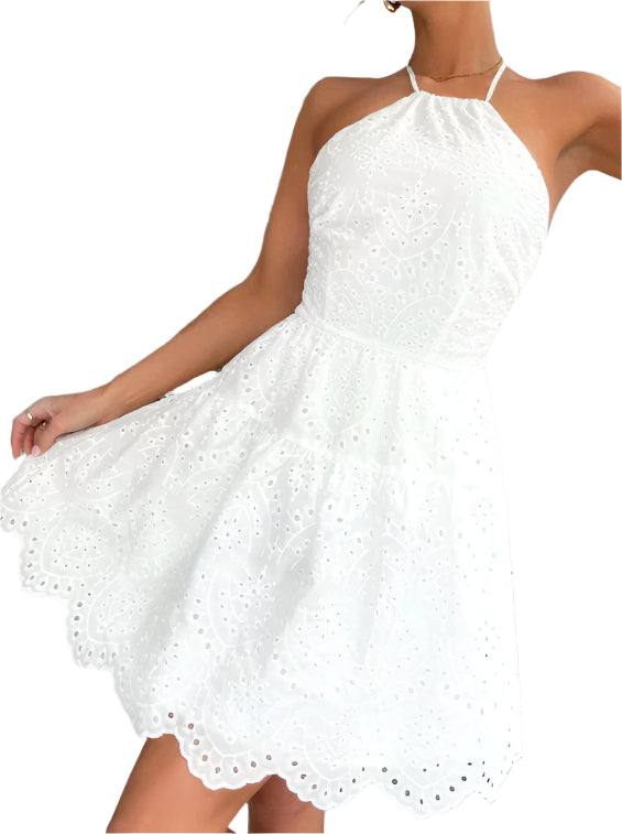 Dames kanten patchwork lange jurk hoge taille A-lijn witte jurk