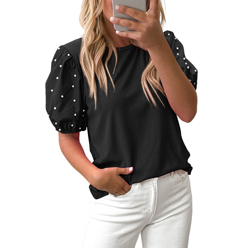 Zomer Nieuwe Effen Kleur Ronde Hals Pullover Eenvoudige Dames