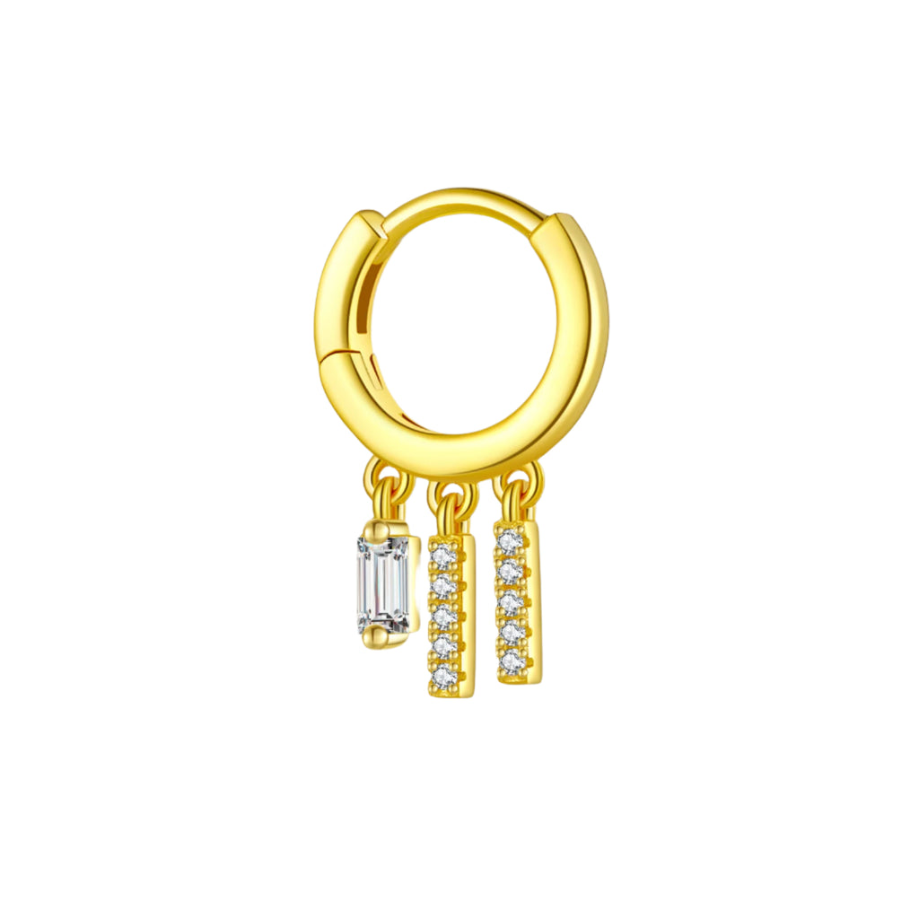 S925 Pure Square Zircon Pendant Ear Ring-shaped Earrings For Women