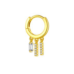 S925 Pure Square Zircon Pendant Ear Ring-shaped Earrings For Women