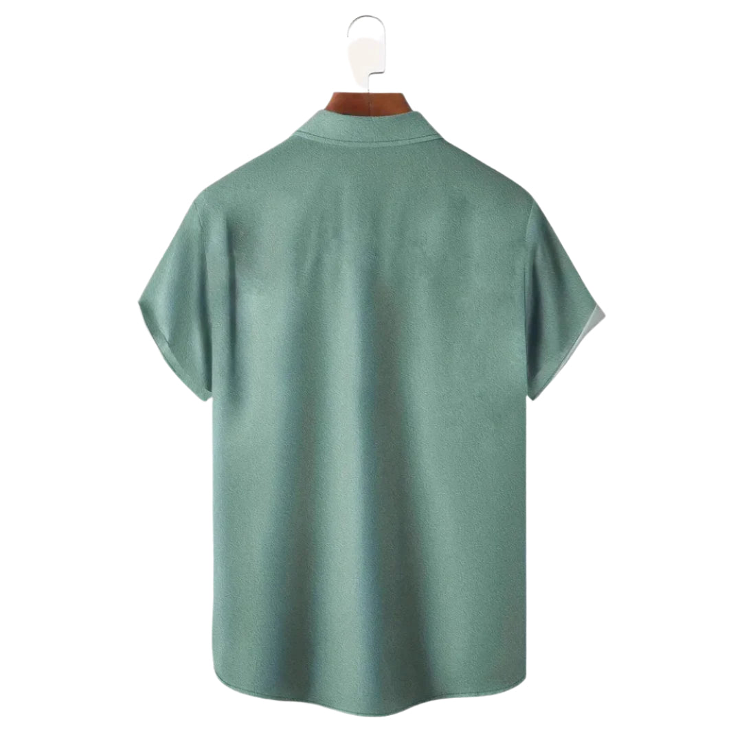 Men's Fashioable Casual Shirt Solid Color Pure Cotton Hawaiian Shirt Striped Pattern Buckle Short Sleeve Men's Shirt - Acquisti Online