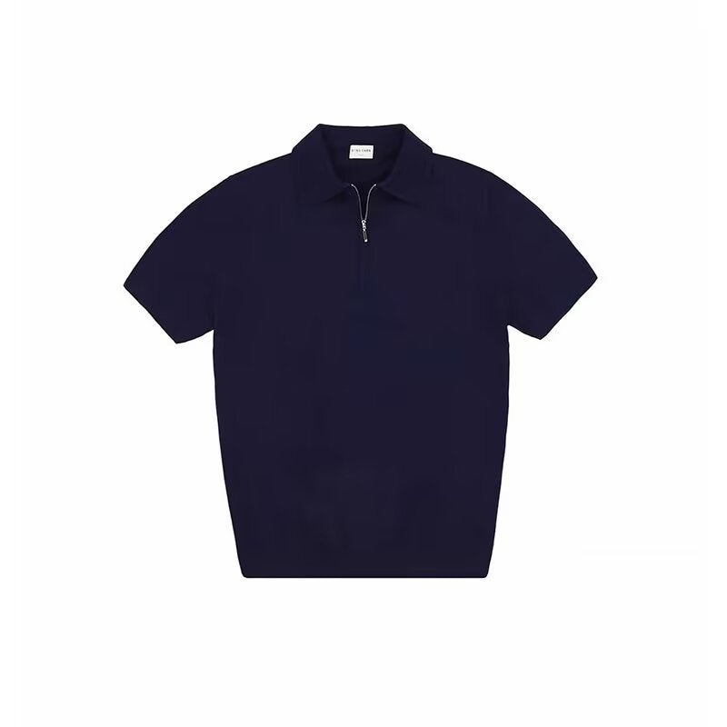 Light  Zipper Polo Shirt Lapel Short Sleeve - Acquisti Online