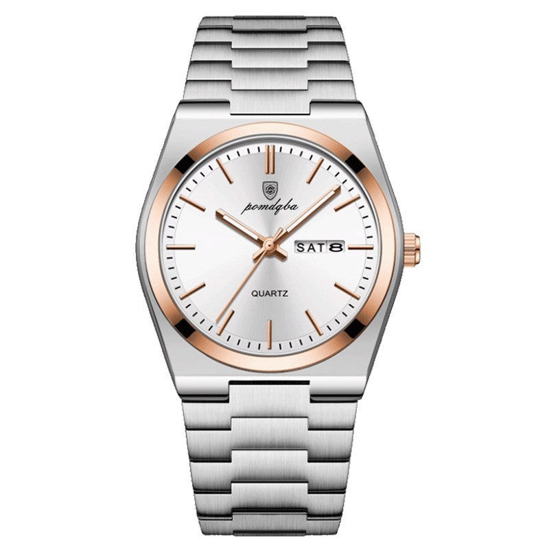 Orologio da polso da uomo Poedagar, sportivo, al quarzo, in acciaio inossidabile, impermeabile, con data, orologi da uomo, bracciali