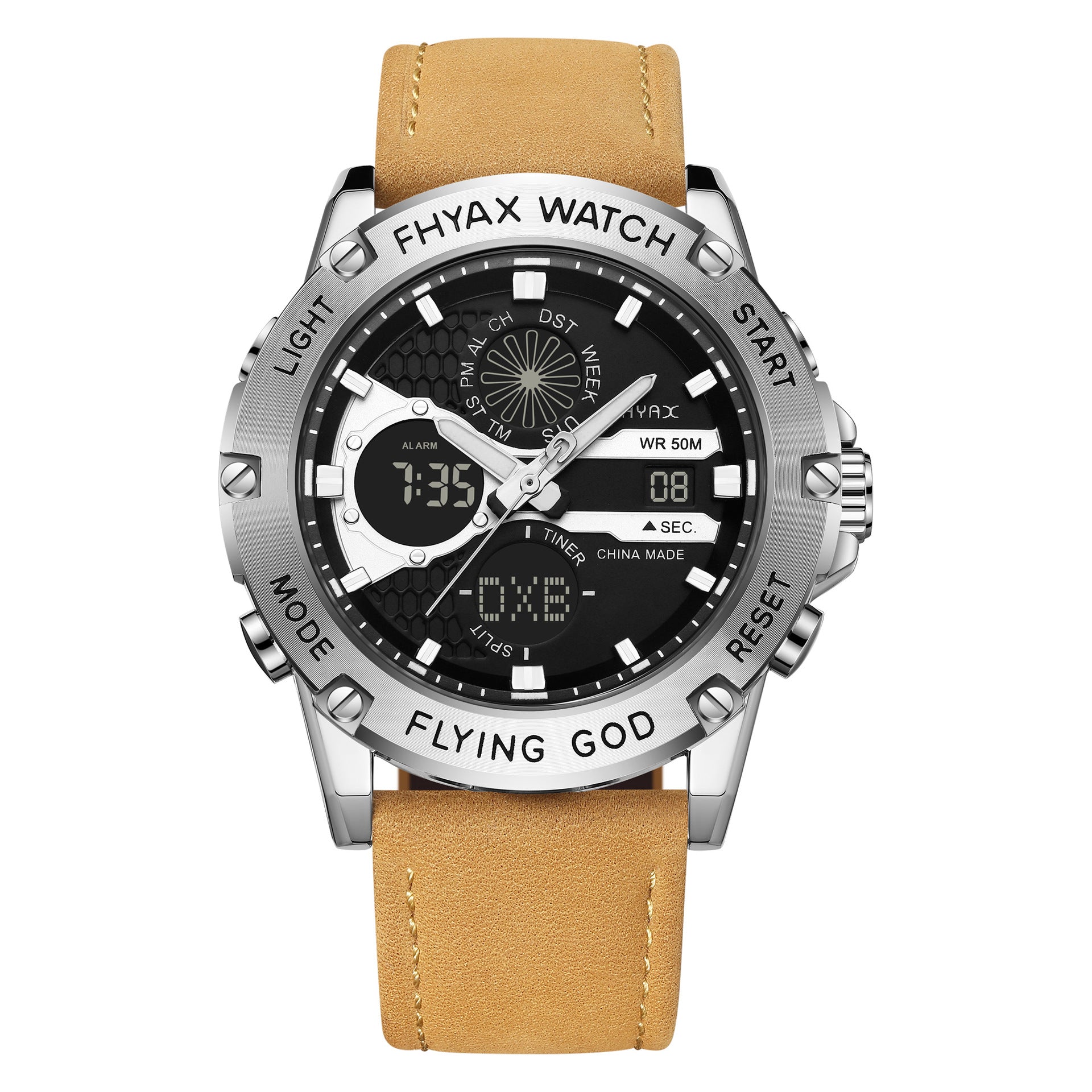 Men's Watches Top Brand Luxury Sports Quartz Electronic Watch Dual Display Wristwatch Stainless Steel Casual Watch