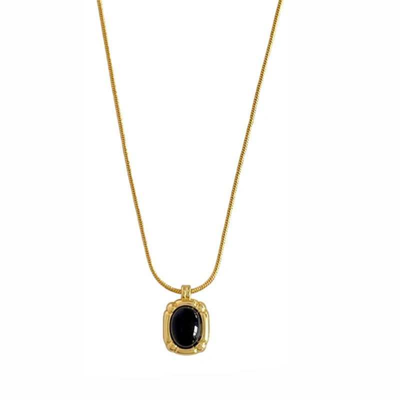 Gold Black Onyx Necklace Twin Accessories