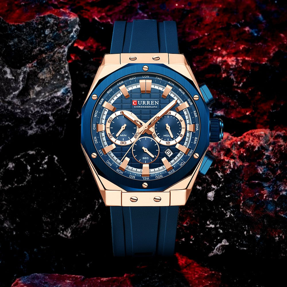 CURREN 8464 Man Fashion Silicone Strap Chronograph Sports Watch - Acquisti Online