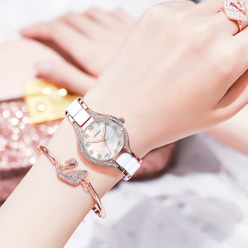 SINOBI Dames Analoge Quartz Horloges Rhinstone Crafted Dames Mode Waterdicht Quartz Dames Luxe Polshorloge