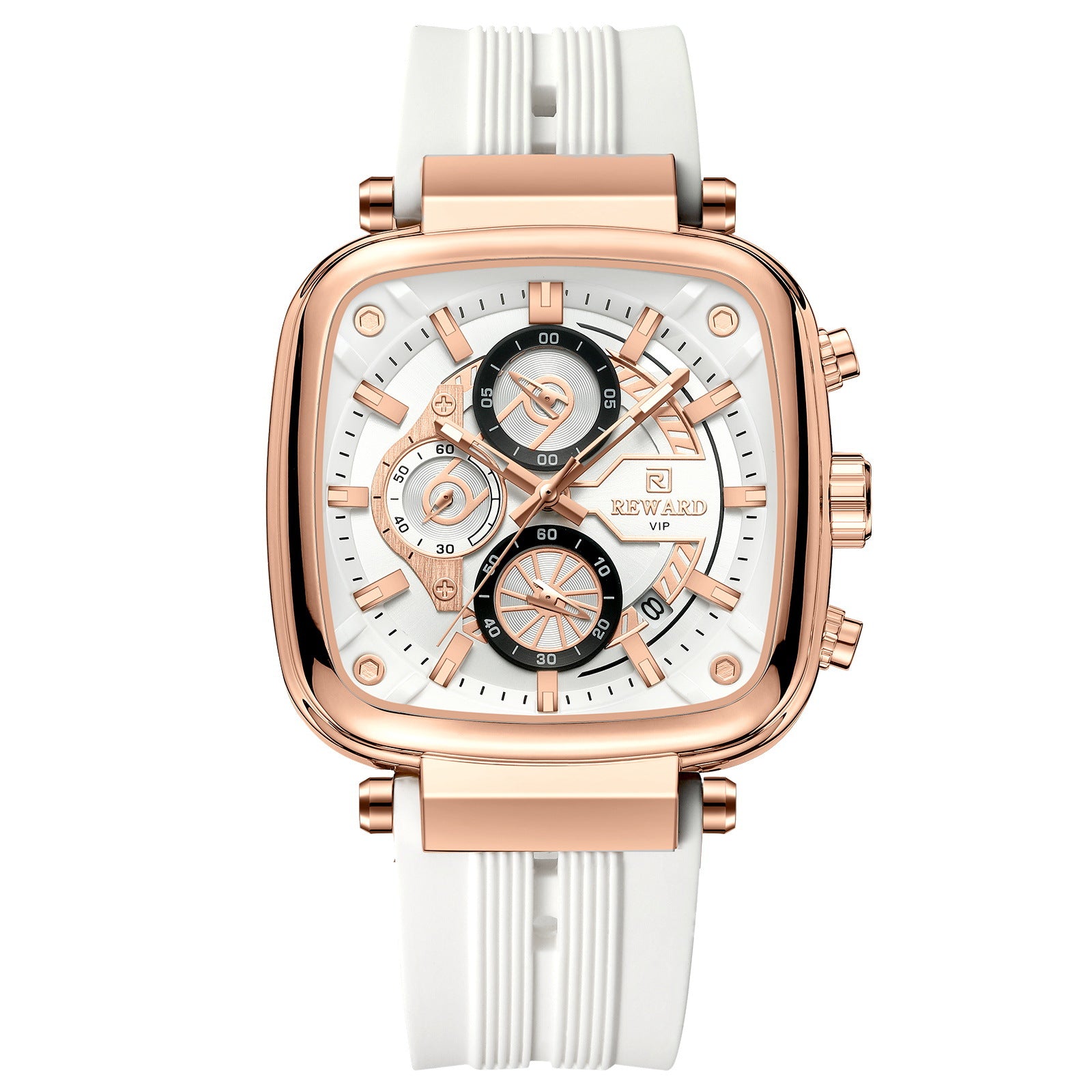 Reward Hottest Men's Watch Square Silicone Strap Calendar Chronograph Fashion Sports Men's Quartz Watch