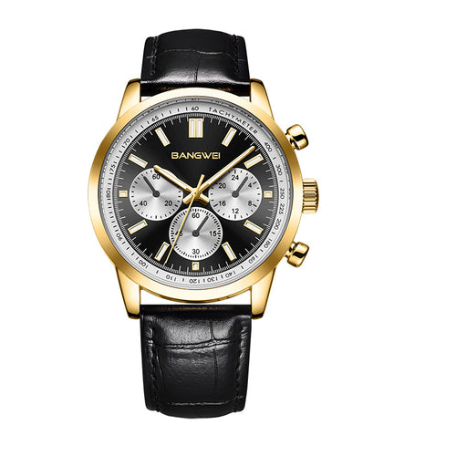 BANGWEI Men's Watch Fashion Casual Sports Military Business Leather Waterproof Quartz Wristwatches Clock Multifunctional Waterproof Luminous Watch - Acquisti Online
