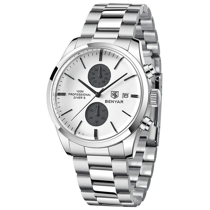 BENYAR new multifunctional quartz leather watch business leisure men's watch Men's Waterproof Quartz Watch