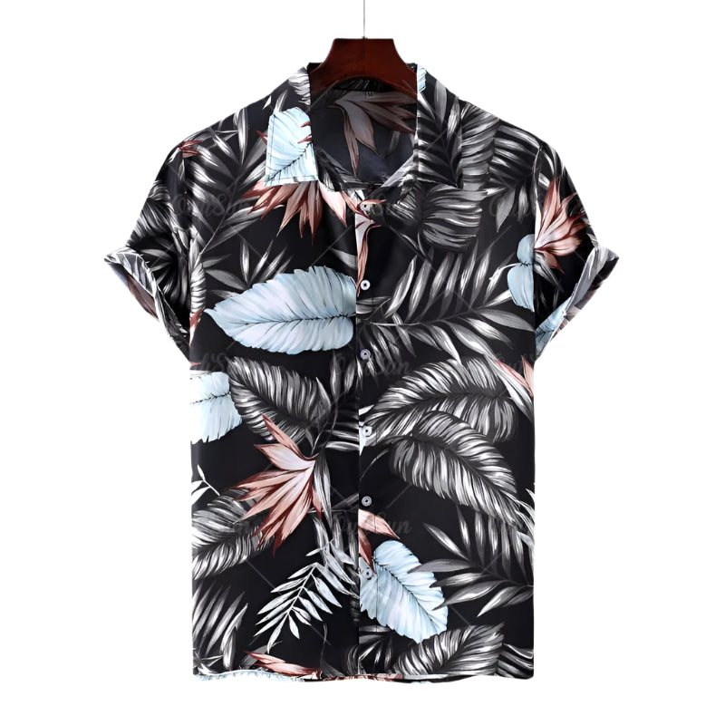 Men's Fashionable Casual Shirt Plus Size Solid Color 3D Digital Printed Polyester Short Sleeve Hawaiian Men's Casual Shirt