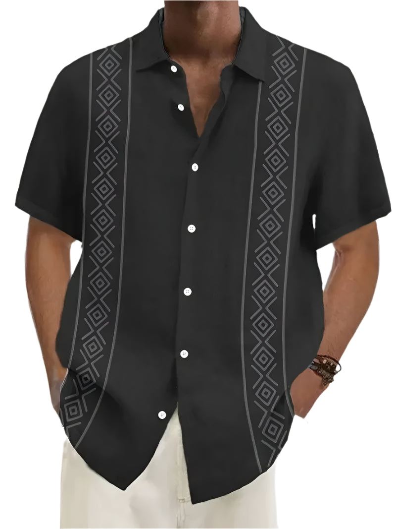 Eenvoudig gestreept element 3D-print stijlvol vest herenoverhemd