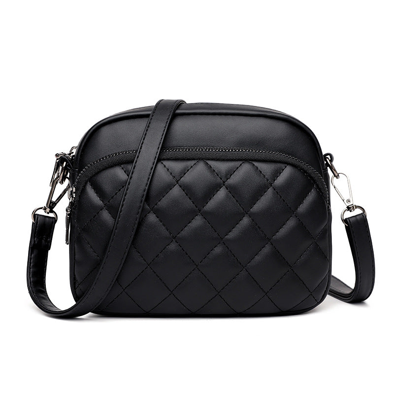 Modieuze dames crossbodytas met meerdere ritsvakken, zacht leer, grote capaciteit, Rhombus dames schoudertas