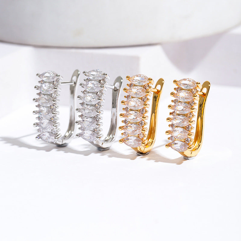 U-shaped Horse Eye Zircon Gang Drill Women's Earrings