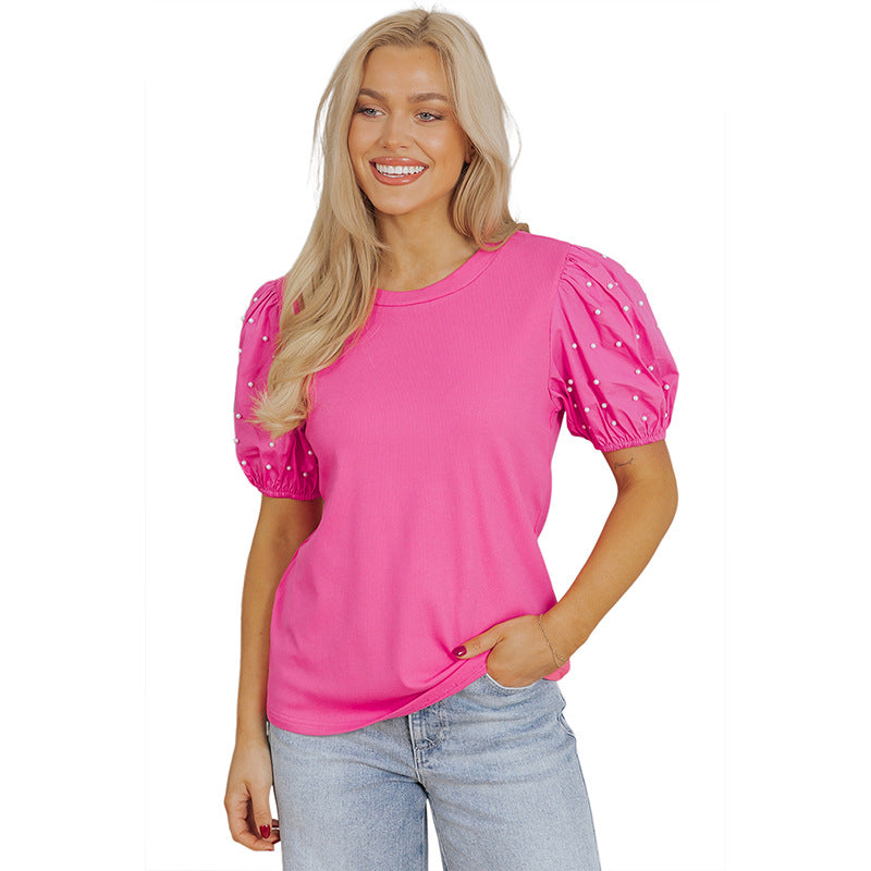 Zomer Nieuwe Effen Kleur Ronde Hals Pullover Eenvoudige Dames
