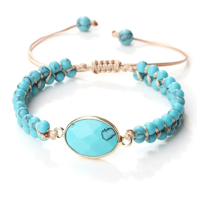 Handgeweven 4MM natuurlijke blauwe turquoise kralen onregelmatige armband