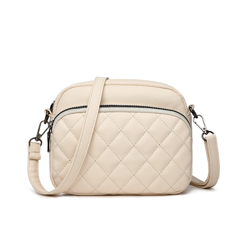 Modieuze dames crossbodytas met meerdere ritsvakken, zacht leer, grote capaciteit, Rhombus dames schoudertas