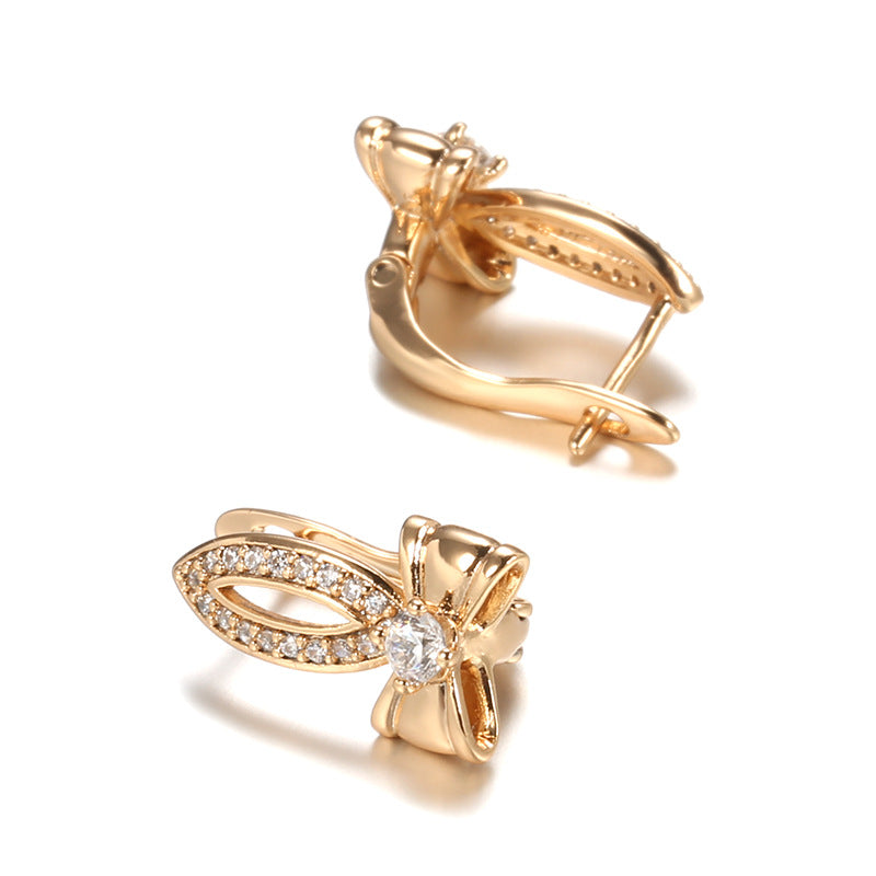 Ins Special-interest Design Copper Gold Plated Zircon Earrings