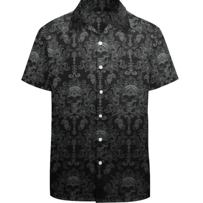 Men's Fashionable Casual Shirt Plus Size Solid Color 3D Digital Printed Polyester Short Sleeve Hawaiian Men's Casual Shirt