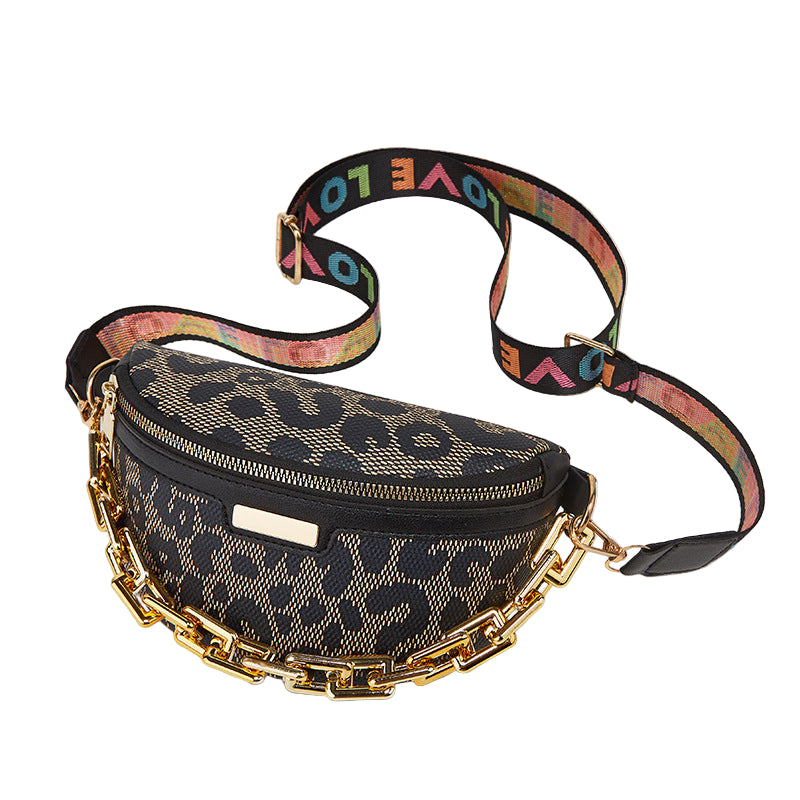 Women's Fashionable Chest Bag Large Capacity Crossbody Bag Zipper Pocket Women's Shoulder Bag Leopard Print Waist Bag