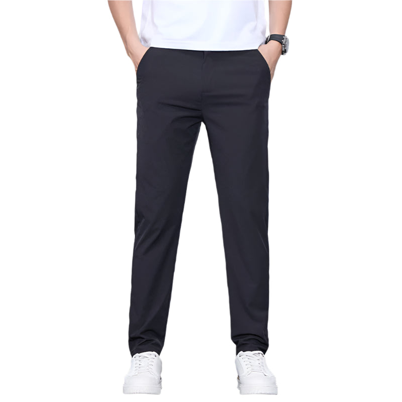 Heren modieuze zakelijke casual formele broek effen kleur ijs zijde casual broek Heren dunne slime fit formele casual broek