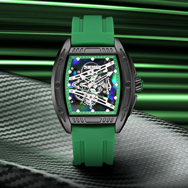 SKMEI Hollow Sheet Plate Trendy Barrel-shaped Waterproof Luminous Fashion Quartz Watch For Men