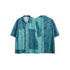Mode Retro Etnische Stijl Patchwork Strepen Korte Mouw Heren Los Overhemd